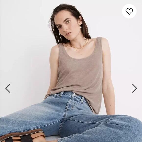 Madewell Top Womens Small NWT Eastover Tank Ribbed Tan Brown Basic Casual Knit - Picture 1 of 11